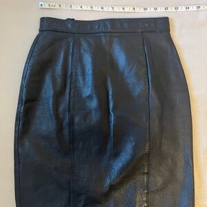 Black Genuine Leather Skirt - 24"